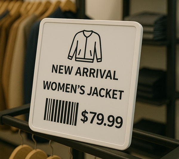 zero power display for retail signage reduces need for paper